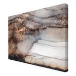 Leinwandbild Goldener Marmor gemalt II Schwarz - 90 x 60 x 2 cm - Breite: 90 cm