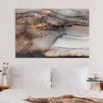 Impression sur toile Marbre doré II Noir - 90 x 60 x 2 cm - Largeur : 90 cm