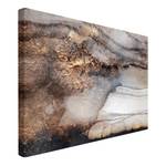 Leinwandbild Goldener Marmor gemalt II Schwarz - 90 x 60 x 2 cm - Breite: 90 cm