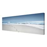 Leinwandbild Spuren im Sand II Blau - 150 x 50 x 2 cm - Breite: 150 cm