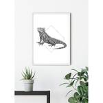Wandbild Iguana White Papier - Schwarz / Weiß