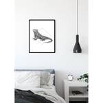 Wandbild Iguana White Papier - Schwarz / Weiß