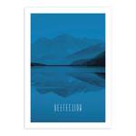 Poster Word Lake Reflection Carta - Blu