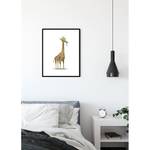 Wandbild Cute Animal Giraffe Papier - Weiß / Braun