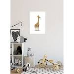 Wandbild Cute Animal Giraffe Papier - Weiß / Braun