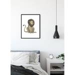 Poster Cute Animal Lion Carta - Bianco / Marrone