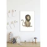 Tableau déco Animal Lion Papier - Blanc / Marron