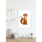 Wandbild Cute Animal Fox Papier - Weiß / Rot
