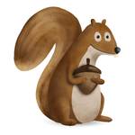 Wandbild Cute Animal Squirrel Papier - Weiß / Braun