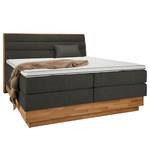 Boxspring Merkur Platweefsel Oria: Grafietkleurig - 180 x 200cm - Tweepersoonsmatras H2/H4