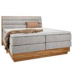 Boxspringbett Merkur Flachgewebe Oria: Silber - 160 x 200cm - Doppelmatratze H2/H3