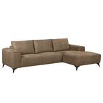 Ecksofa Gatsby Antiklederlook - Microfaser Zaira: Havanna - Longchair davorstehend rechts