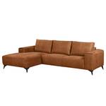 Ecksofa Gatsby Antiklederlook - Microfaser Zaira: Cognac - Longchair davorstehend links