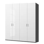 Drehtürenschrank SKØP pure gloss Hochglanz Weiß / Graphit - 181 x 222 cm