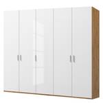 Drehtürenschrank SKØP pure gloss Hochglanz Weiß / Eiche Artisan Dekor - 225 x 236 cm