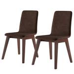 Chaises capitonnées Nami (lot de 2) Marron tabac - Imitation noyer