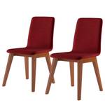 Chaises capitonnées Nami (lot de 2) Rouge antique - Imitation cerisier