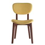 Gestoffeerde stoel Nadir (set van 2) Pastelgeel - Notenboomhouten look