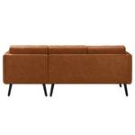 Ecksofa Croom Microfaser Zaira: Cognac - Longchair davorstehend rechts - Mit Hocker