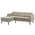 Ecksofa Croom Microfaser Zaira: Silbergrau - Longchair davorstehend links - Mit Hocker