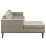 Ecksofa Croom Microfaser Zaira: Silbergrau - Longchair davorstehend links - Mit Hocker