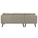 Ecksofa Croom Microfaser Zaira: Silbergrau - Longchair davorstehend links - Mit Hocker