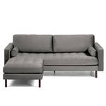 Ecksofa Monza Samt - Samt Juin: Grau - Breite: 222 cm - Longchair davorstehend links