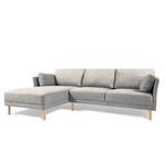 Ecksofa Parma Chenille - Chenille Munli: Hellgrau - Longchair davorstehend links - Buche Hell