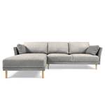 Ecksofa Parma Chenille - Chenille Munli: Hellgrau - Longchair davorstehend links - Buche Hell