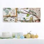 Tableau en verre Fleurs Vintage Beige - 125 x 50 x 0,4 cm