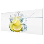 Glasbild Zitrone und Limette im Wasser Weiß - 125 x 50 x 0,4 cm