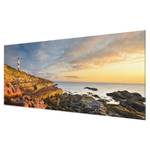 Quadro di vetro Faro al tramonto Beige - 125 x 50 x 0,4 cm