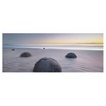 Glasbild Moeraki Boulders Neuseeland Mehrfarbig - 125 x 50 x 0,4 cm