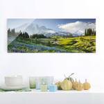 Quadro di vetro Montagne e fiori Verde - 125 x 50 x 0,4 cm