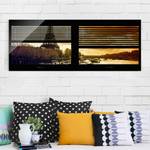 Glasbild Fensterausblick Jalousie Paris Mehrfarbig - 80 x 30 x 0,4 cm - 80 x 30 cm