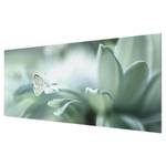 Glazen afbeelding Vlinder en Dauwdruppel groen - 125 x 50 x 0,4 cm - 125 x 50 cm