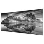 Glasbild Vesturhorn in Island Schwarz;Weiß - 80 x 30 x 0,4 cm - 80 x 30 cm