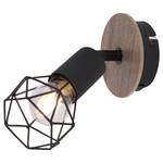 Wandlamp Xara II Zwart - Metaal - Massief hout - 10 x 17 x 17 cm