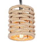 Hanglamp Halia I Beige - Zwart - Metaal - Natuurvezel - Hoogte: 150 cm