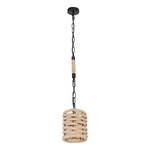 Hanglamp Halia I Beige - Zwart - Metaal - Natuurvezel - Hoogte: 150 cm