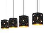 Hanglamp Abbey Zwart - Goud - Metaal - Plastic - Textiel - 110 x 120 x 20 cm