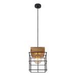 Hanglamp Merril I Zwart - Bruin - Metaal - Massief hout - 20 x 150 x 20 cm