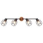 Plafondlamp Willa IV Zwart - Metaal - Massief hout - 80 x 24 x 11 cm