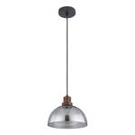 Hanglamp Salsa III Zwart - Bruin - Glas - Metaal - Massief hout - Hoogte: 120 cm