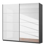 Schwebetürenschrank SKØP gloss reflect Graphit / Hochglanz Weiß - 225 x 236 cm - 2 Türen