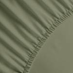 Drap-housse Perkal Percale de coton - Vert olive - 180 x 220 cm