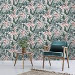 Papier peint intissé Leaves Exotique Vert - 0,52 x 10,05 x 0,02 m - Vert / Rose vif