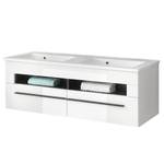 Meuble avec vasque double Farson Blanc brillant