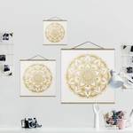 Stoffbild Mandala Blume Textil; Massivholz (Holzart) - Gold - 100cm x 100cm x 0,3cm - 100 x 100 cm