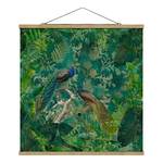 Wandkleed Shabby Chic Pauw II textiel & massief hout (houtsoort) - groen - 100cm x 100cm x 0,3cm - 100 x 100 cm